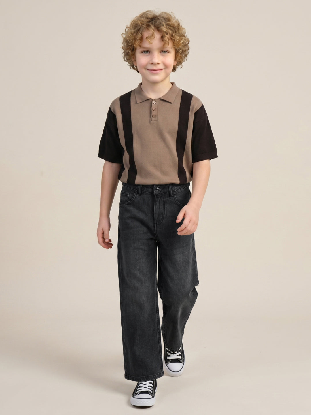 Blue Giraffe Grey Straight Fit Solid Boys Jeans