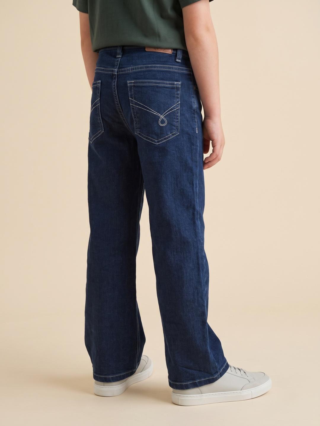 Blue Giraffe Boys Blue Bootcut Stretchable Solid Jeans