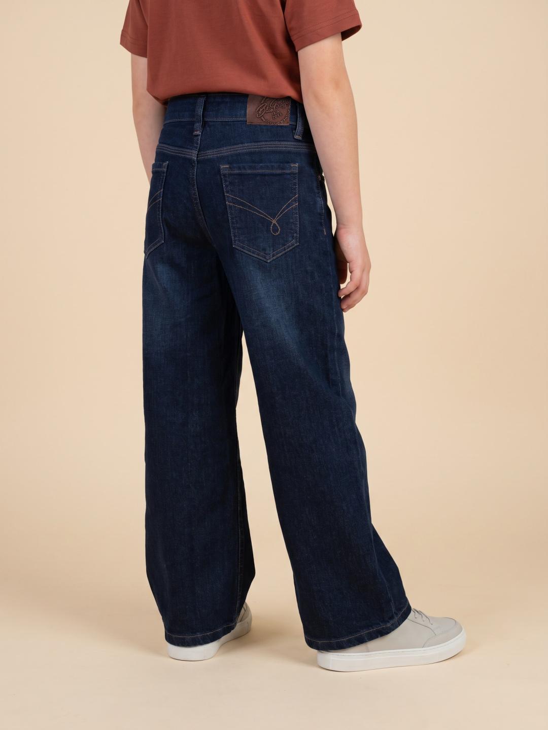 Blue Giraffe Boys Blue Straight Fit Stretchable Solid Jeans
