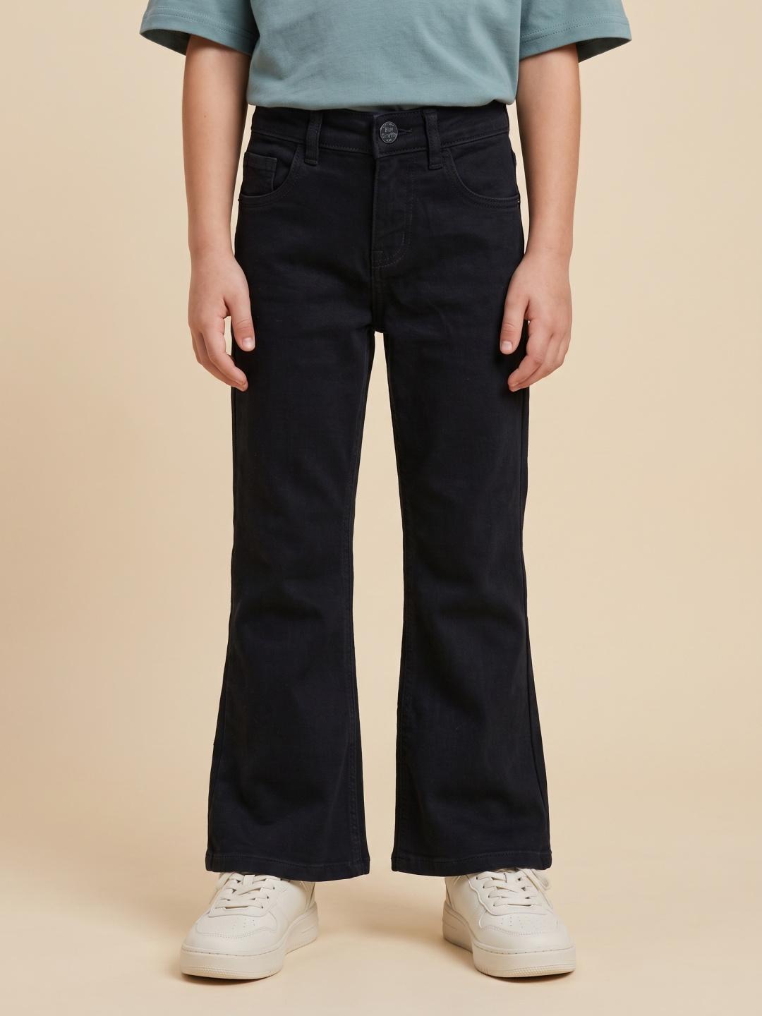 Blue Giraffe Boys Black Bootcut Fit Stretchable Solid Jeans