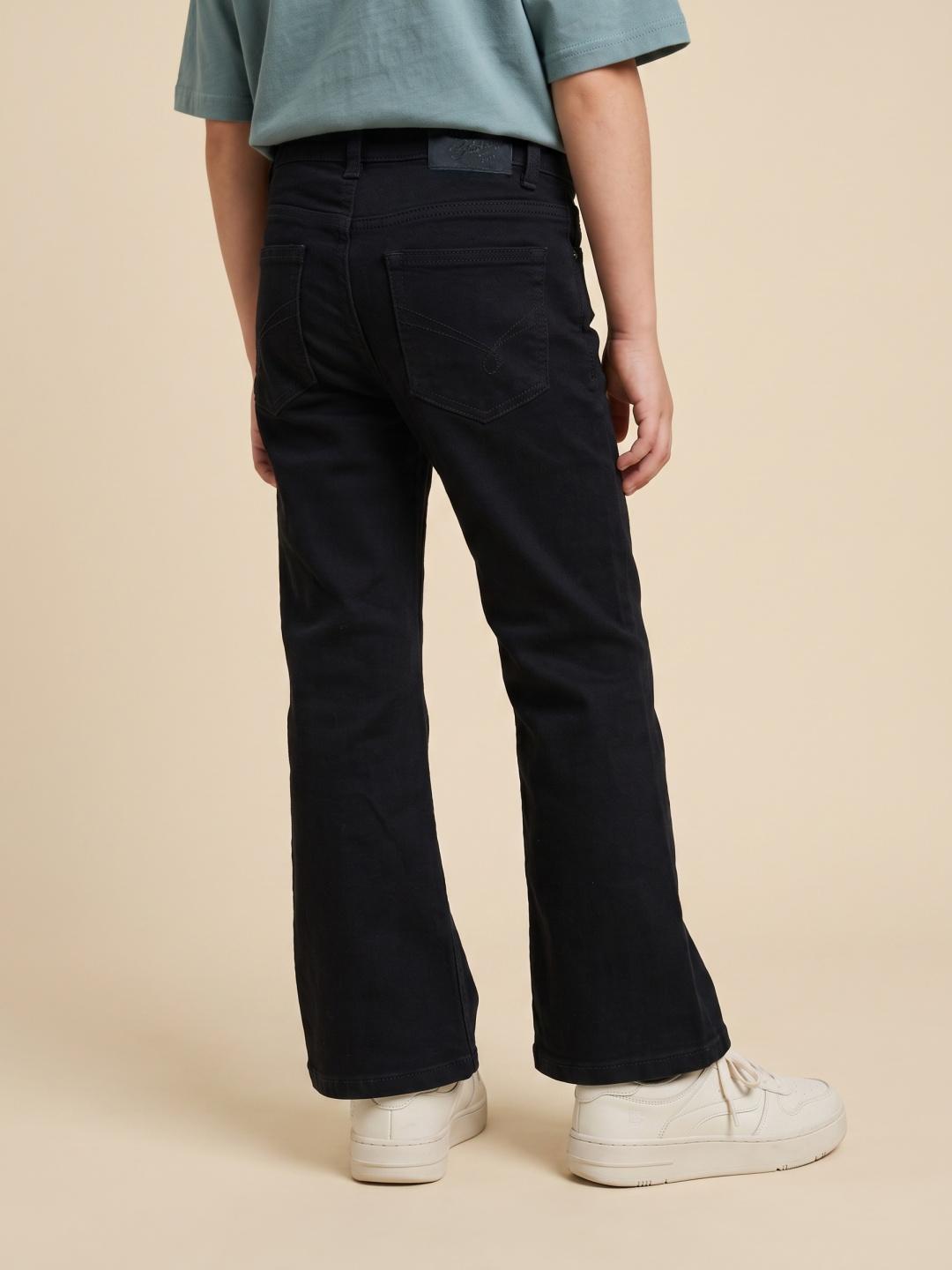 Blue Giraffe Boys Black Bootcut Fit Stretchable Solid Jeans