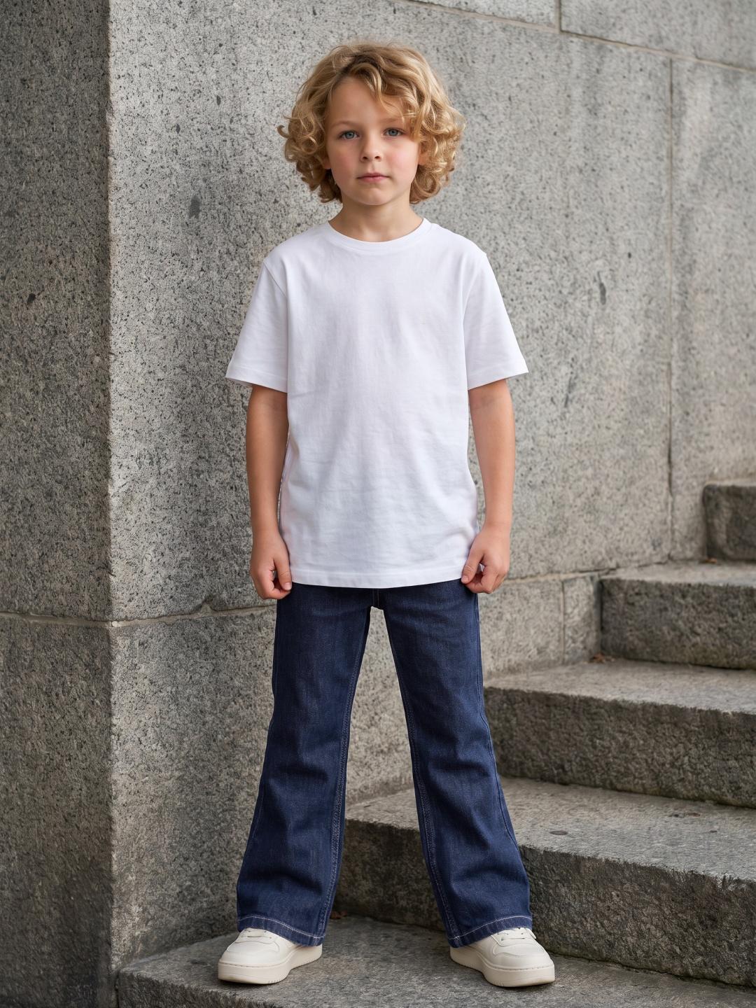 Blue Giraffe Boys Dark Blue Bootcut Solid Stretchable Jeans