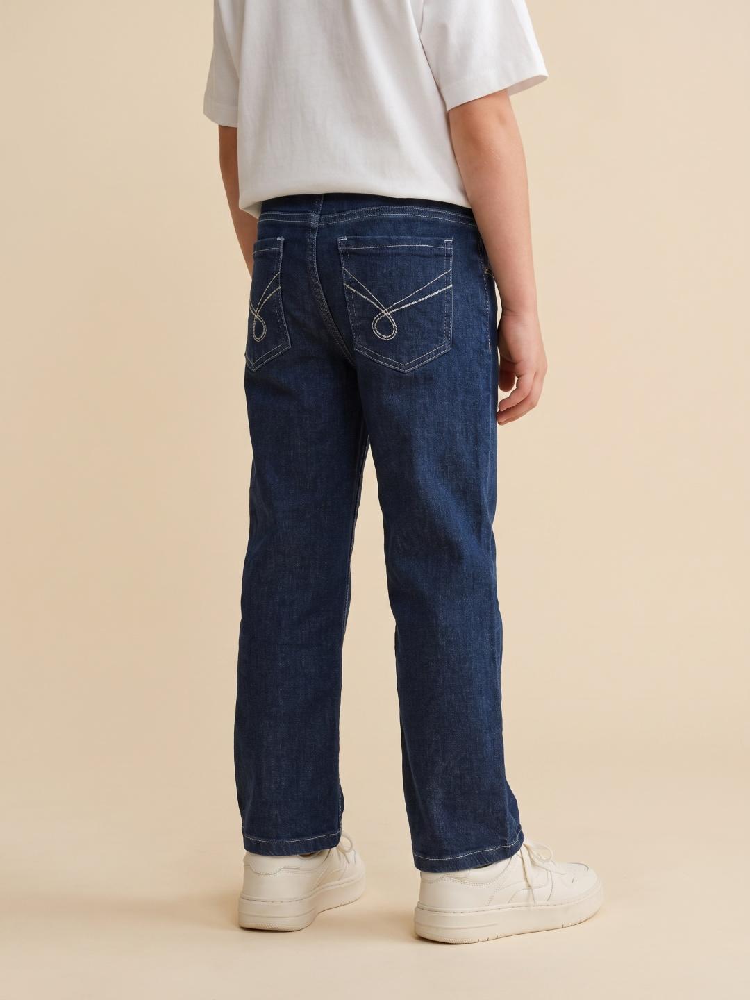 Blue Giraffe Boys Dark Blue Bootcut Solid Stretchable Jeans