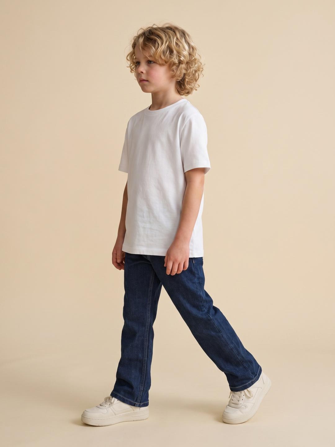 Blue Giraffe Boys Dark Blue Bootcut Solid Stretchable Jeans