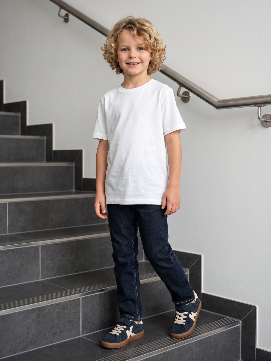 Blue Giraffe Boys Blue Straight Fit Solid Stretchable Jeans