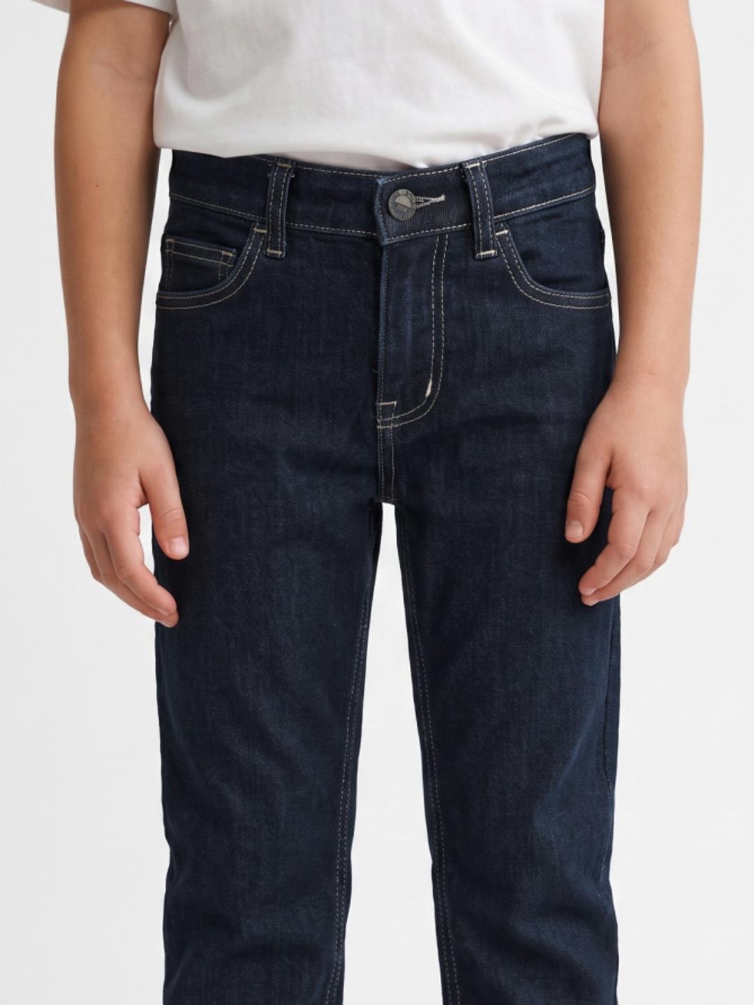 Blue Giraffe Boys Blue Straight Fit Solid Stretchable Jeans