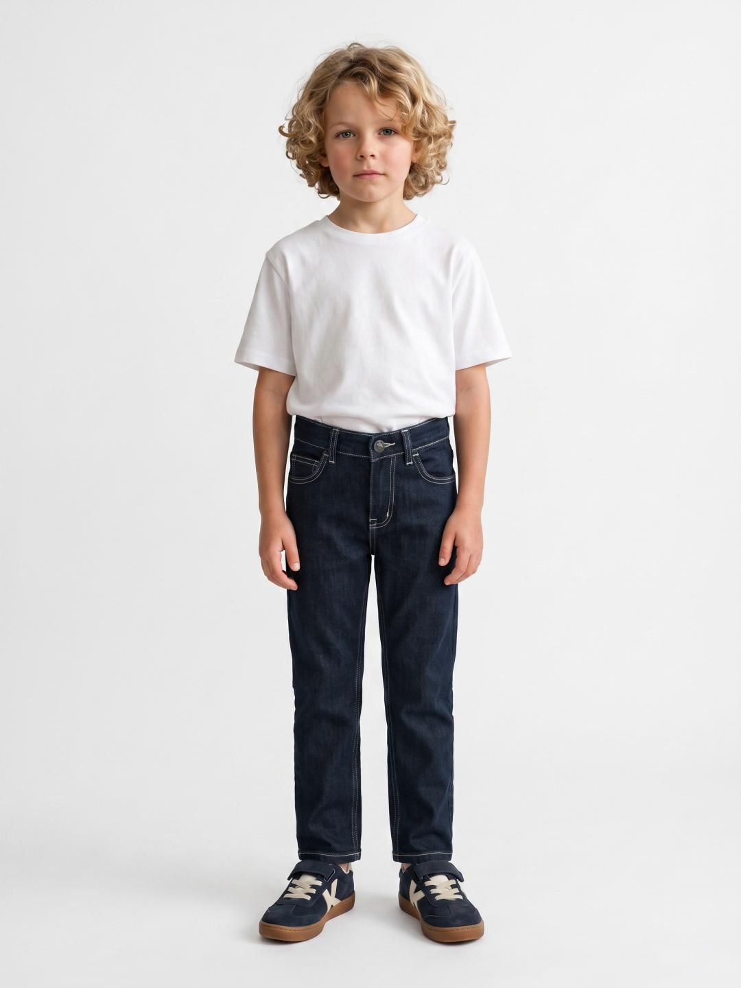 Blue Giraffe Boys Blue Straight Fit Solid Stretchable Jeans