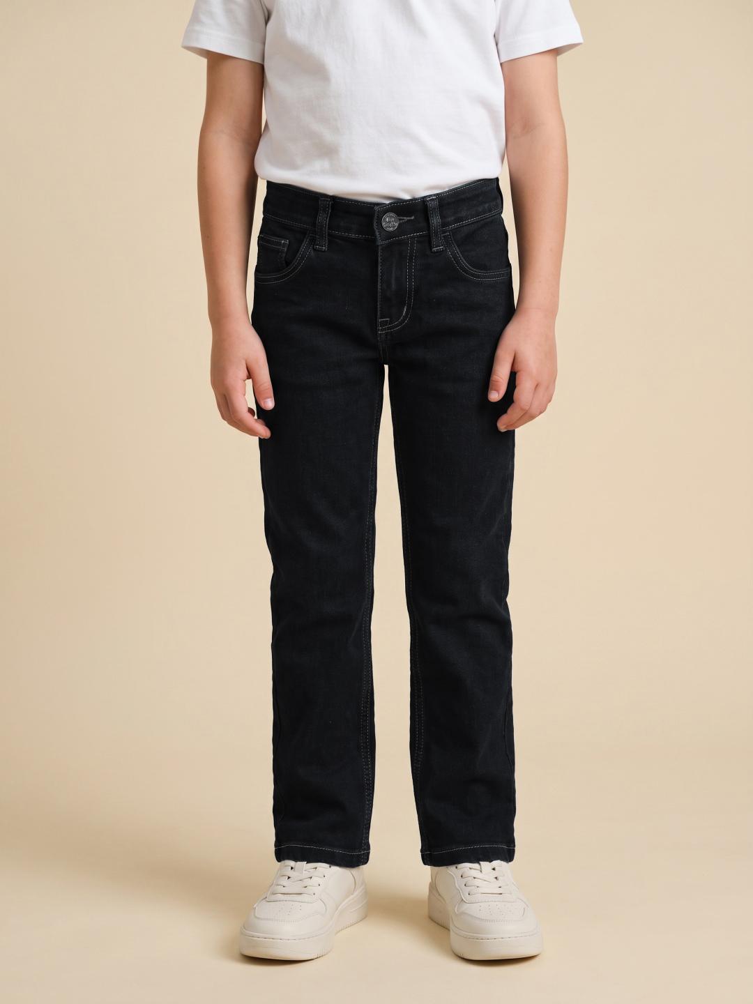 Blue Giraffe Boys Black Slim Fit Solid Stretchable Jeans