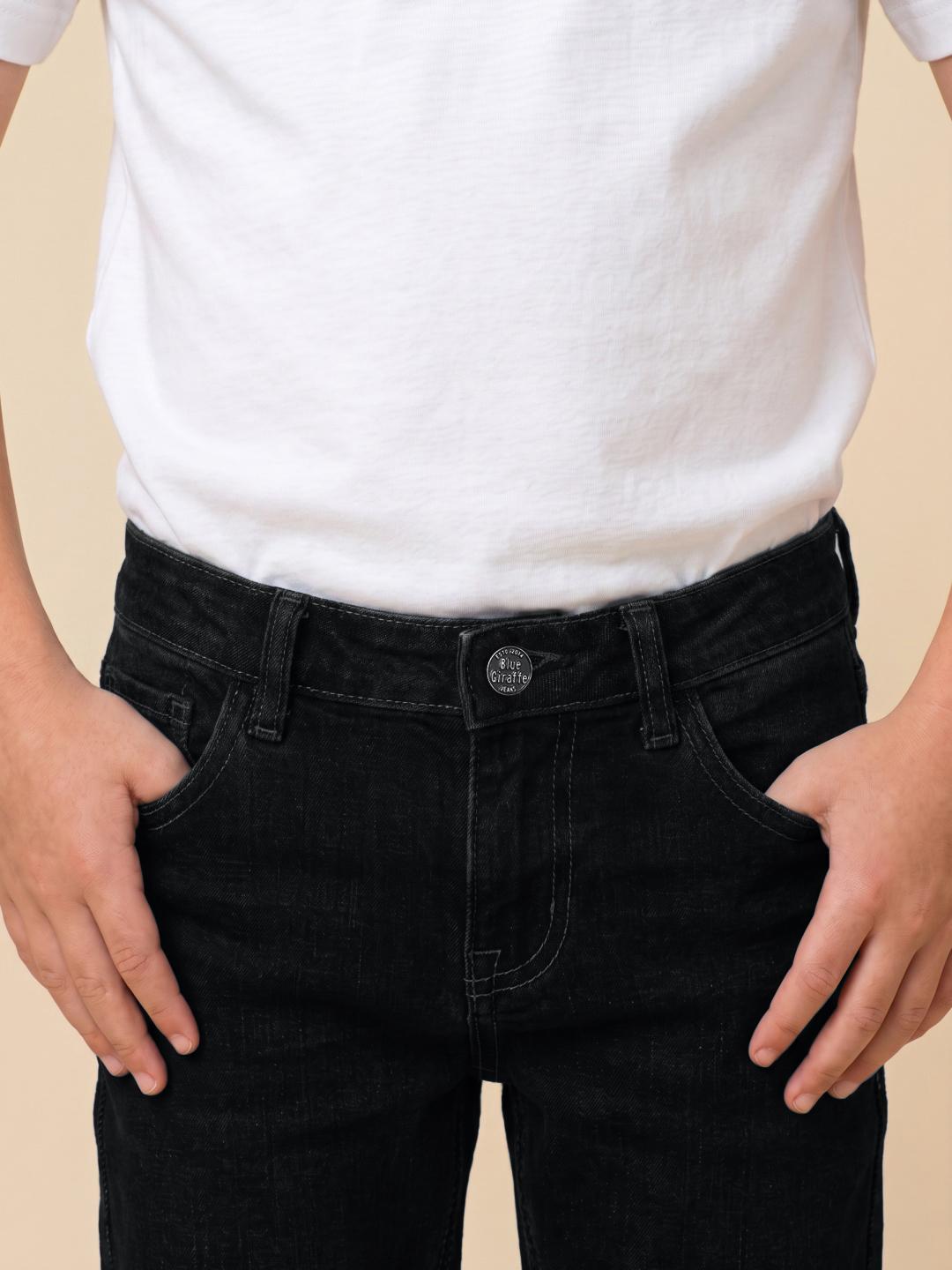 Blue Giraffe Boys Black Slim Fit Solid Stretchable Jeans