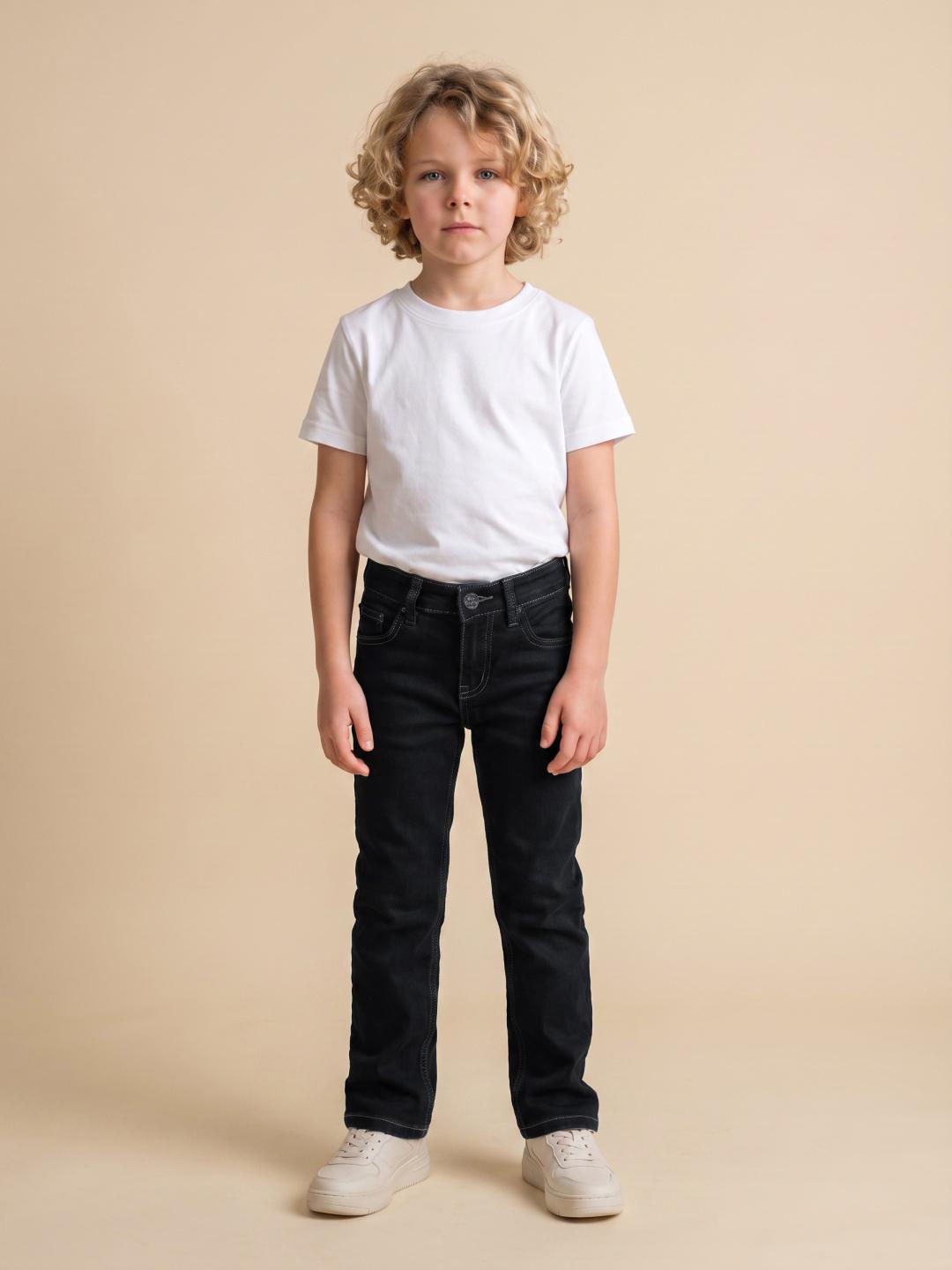 Blue Giraffe Boys Black Slim Fit Solid Stretchable Jeans