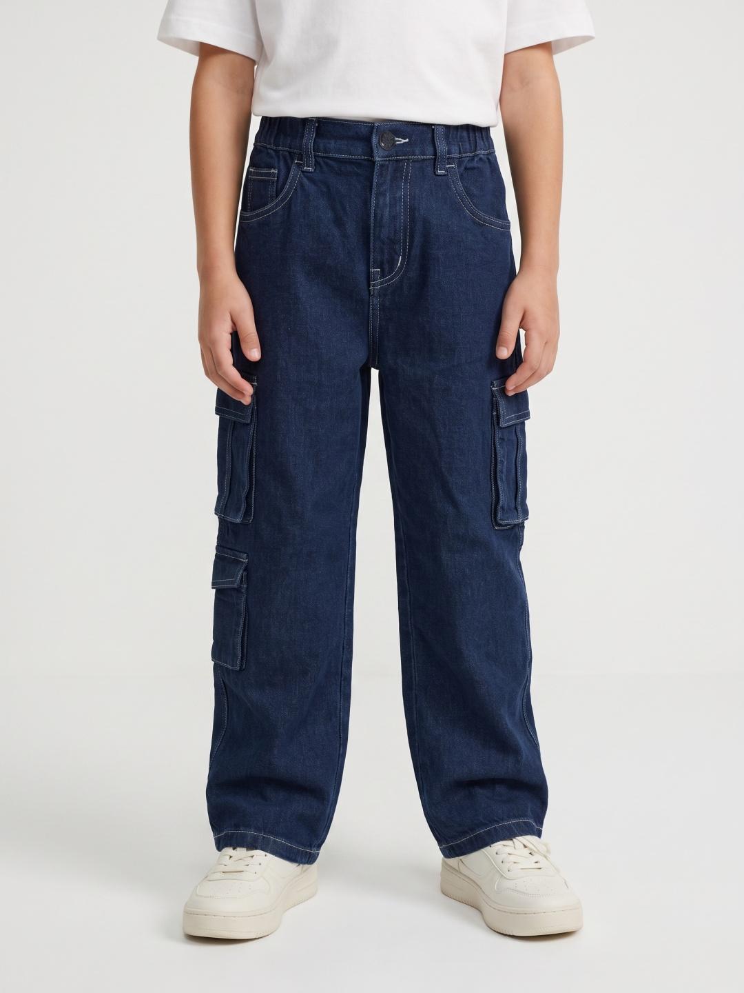 Blue Giraffe Boys Blue Balloon Fit Solid Jeans