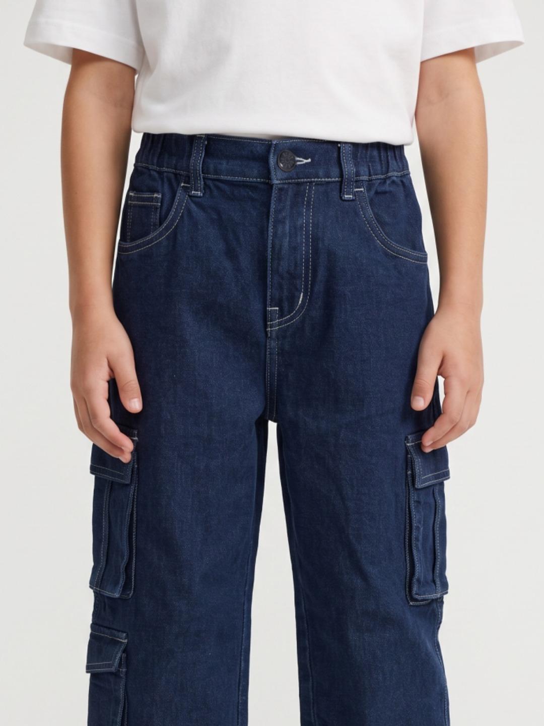 Blue Giraffe Boys Blue Balloon Fit Solid Jeans
