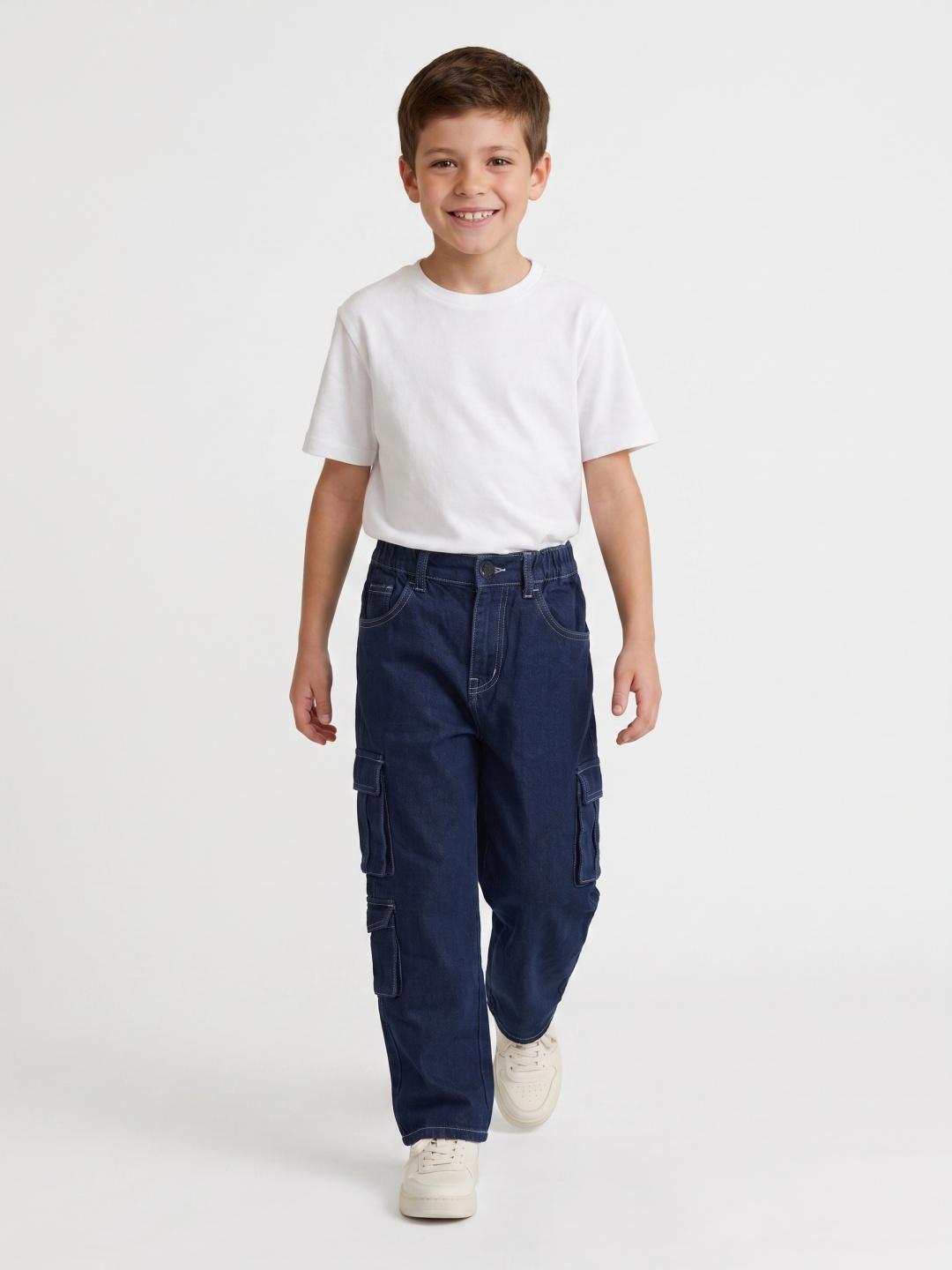 Blue Giraffe Boys Blue Balloon Fit Solid Jeans