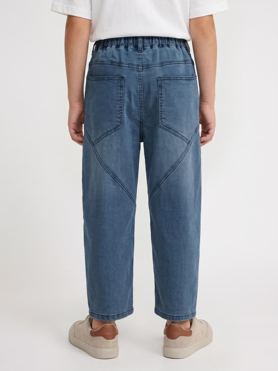 Blue Giraffe Boys Blue Solid Balloon Fit Jeans With Rope Belt