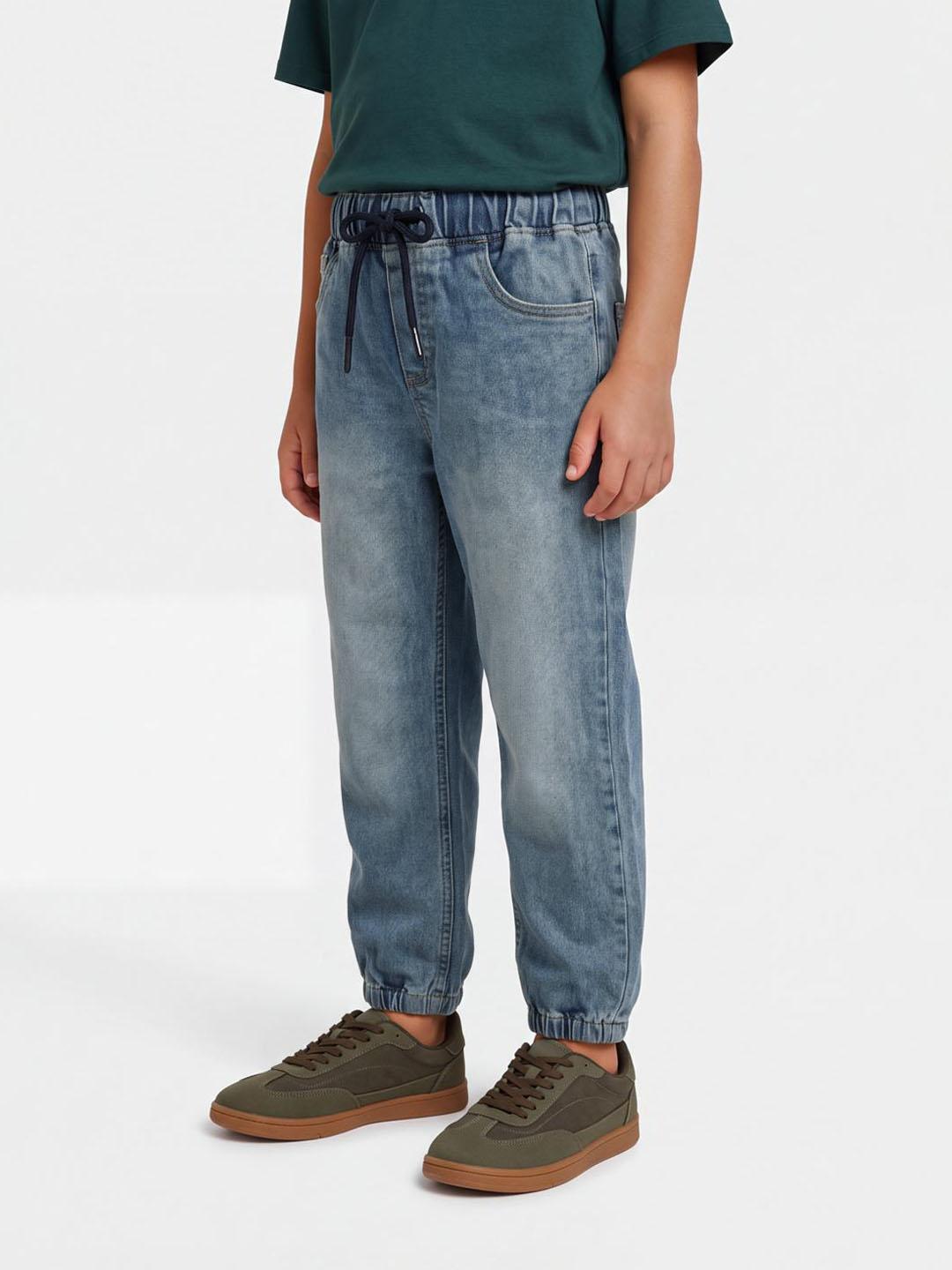 Blue Giraffe Boys Blue Solid Stretchable Jogger