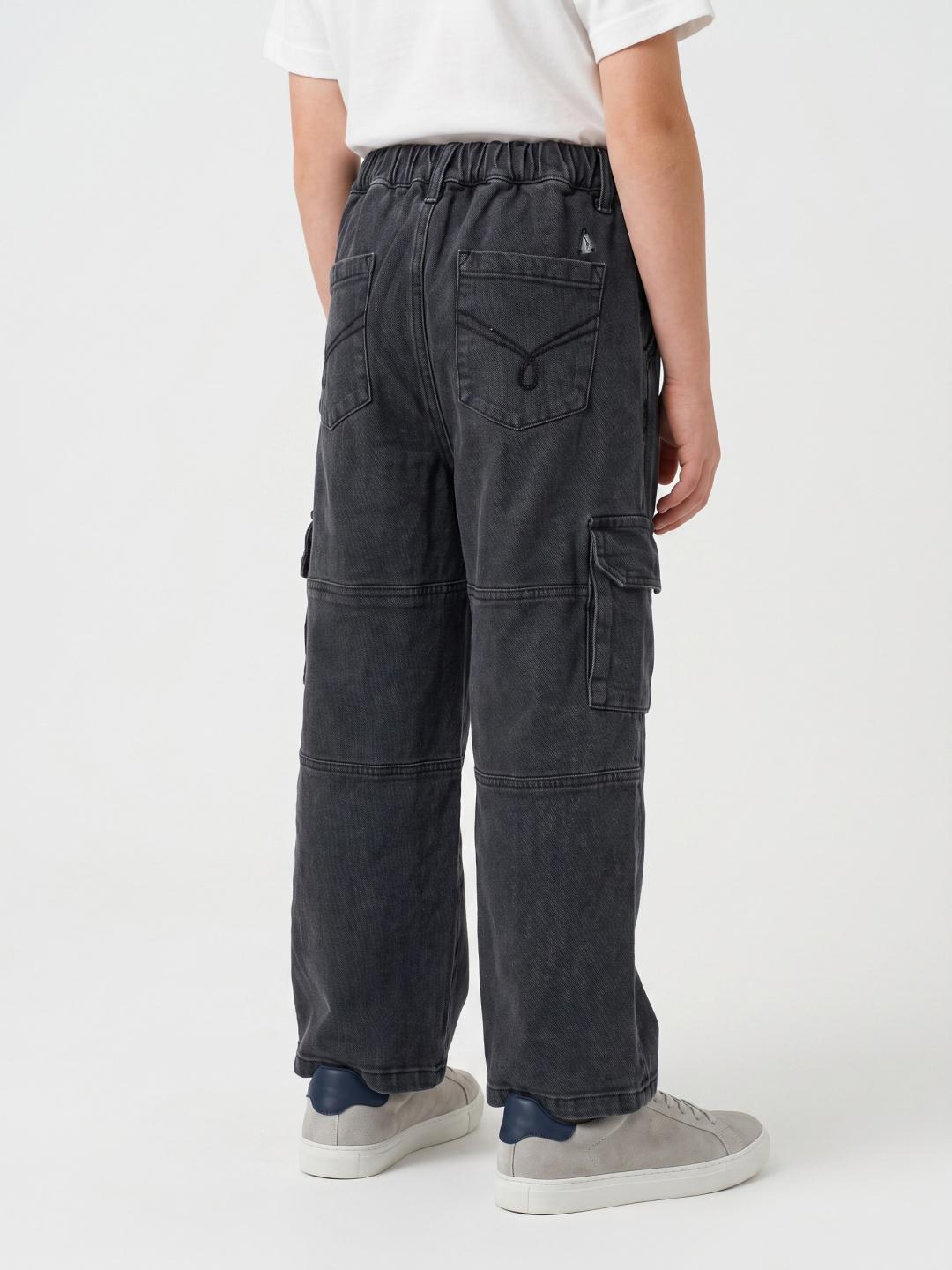 Blue Giraffe Boys Grey Cargo Pockets Stretchable Solid Jeans