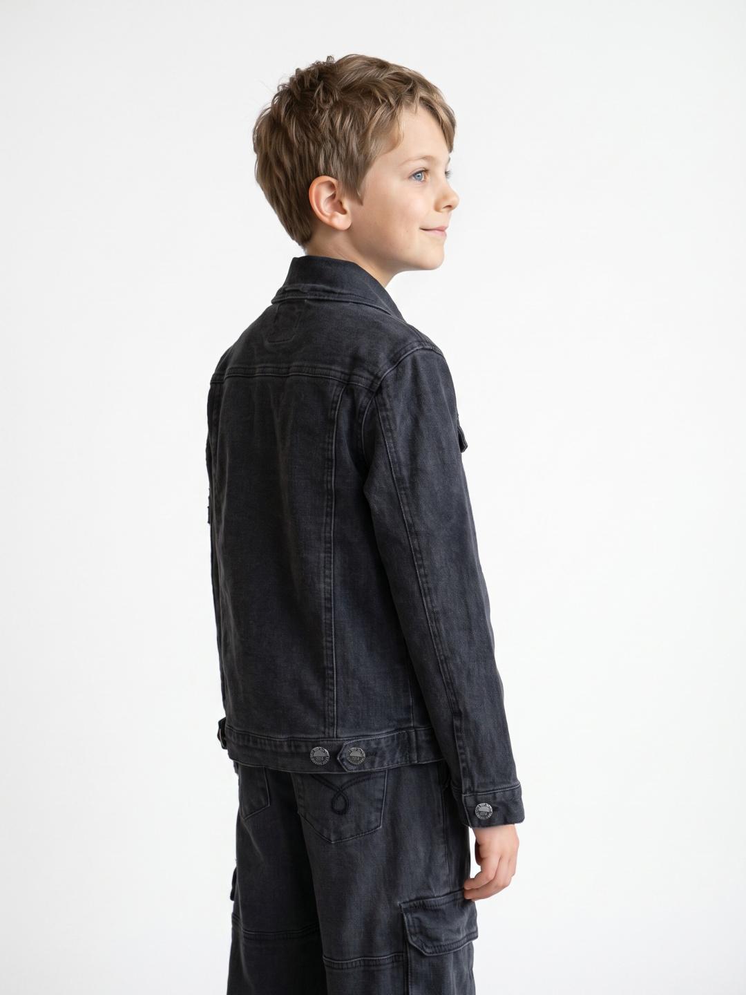 Blue Giraffe Boys Regular Fit Grey Solid Jacket