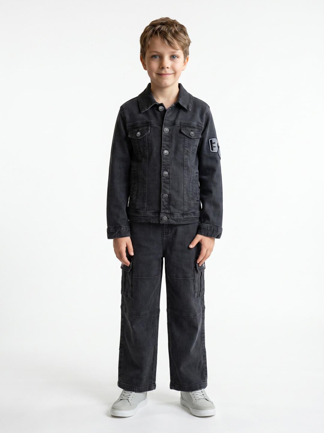 Blue Giraffe Boys Regular Fit Grey Solid Jacket