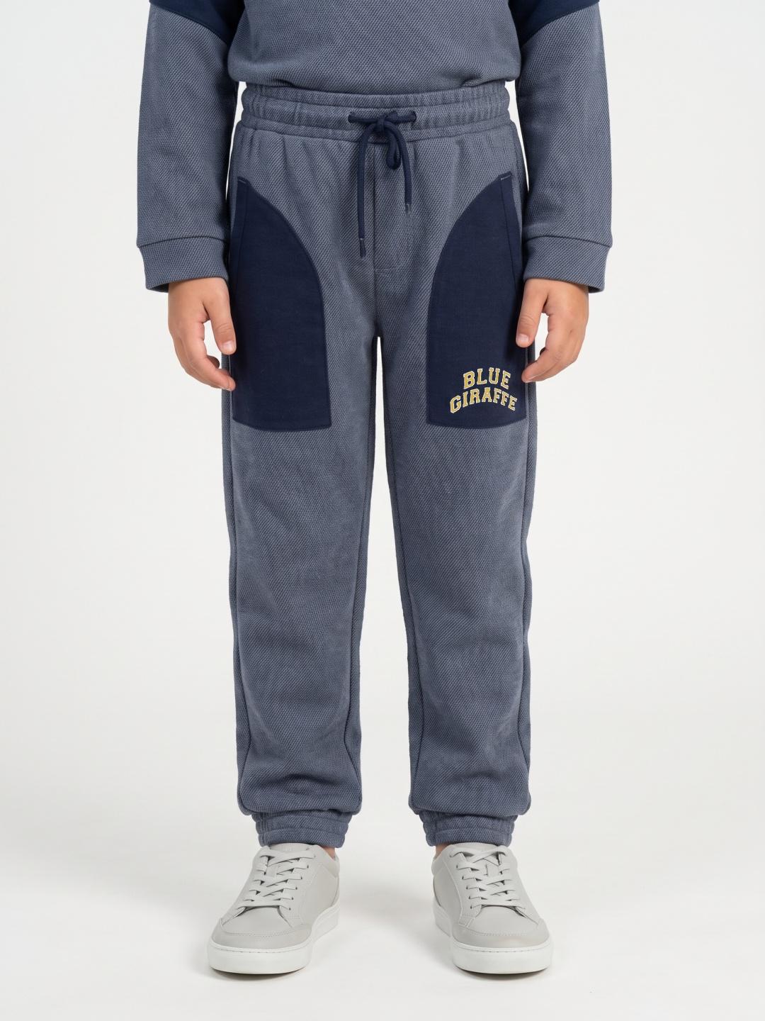 Blue Giraffe Boys Blue Regular Fit Solid Jogger