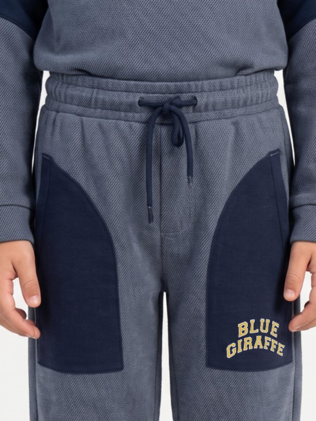 Blue Giraffe Boys Blue Regular Fit Solid Jogger