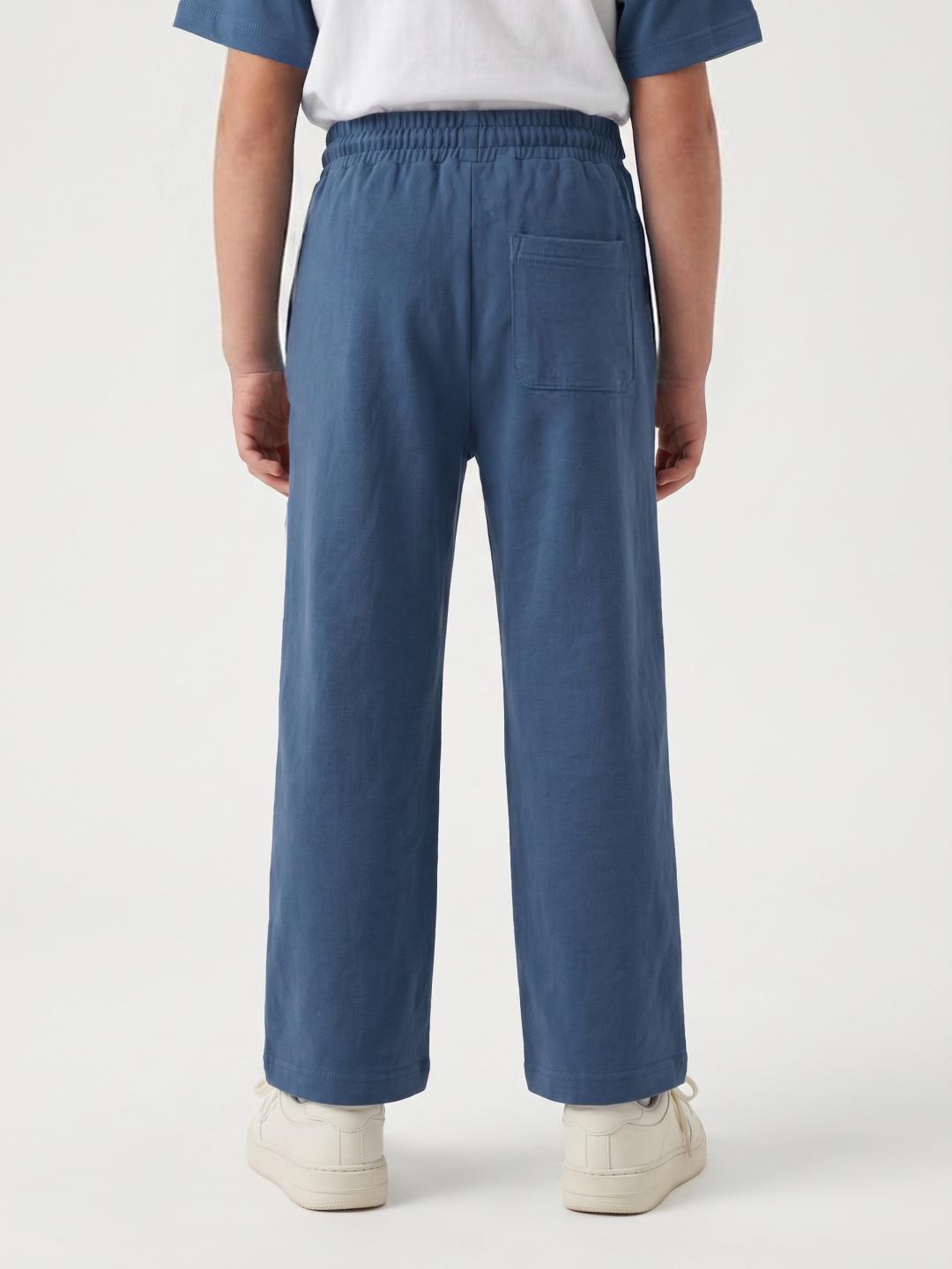 Blue Giraffe Boys Blue Regular Fit Solid Cotton Sweatpant