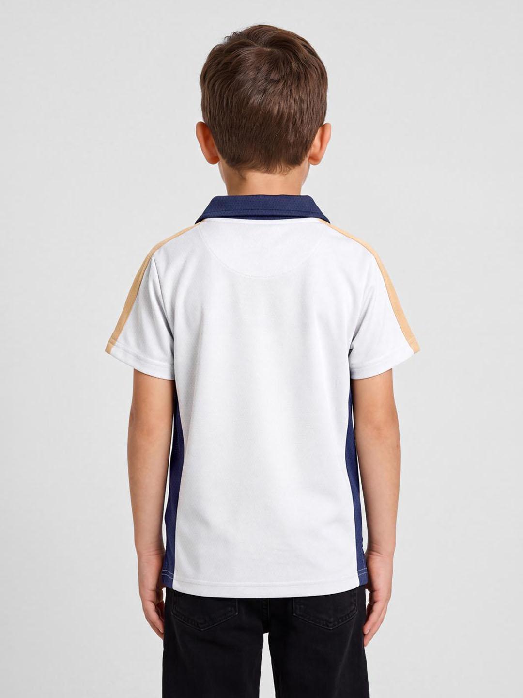 Blue Giraffe Boys White Solid Regular Fit Polo T-Shirt
