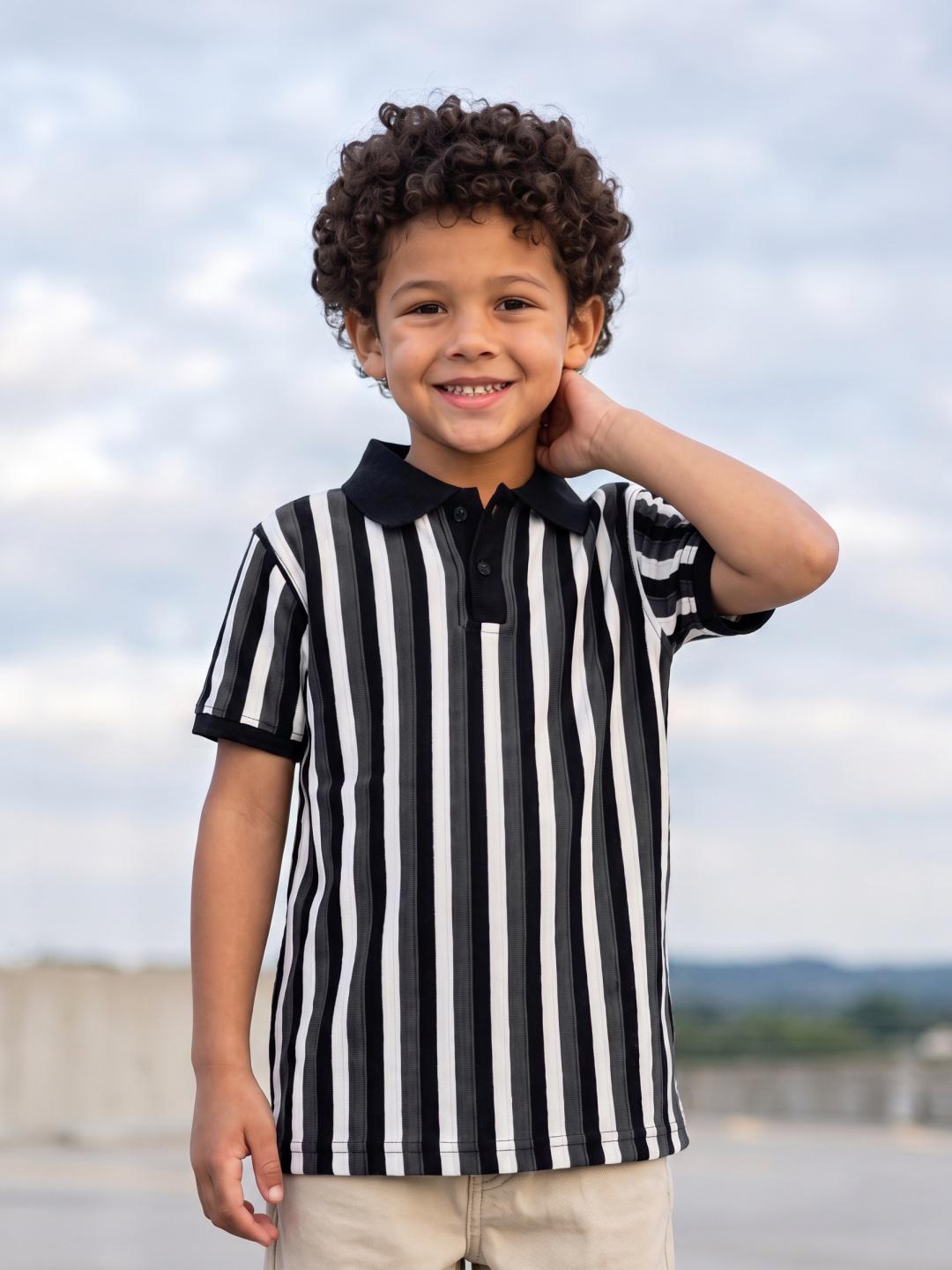 Blue Giraffe Boys Multi Striped Regular Fit Polo T-Shirt