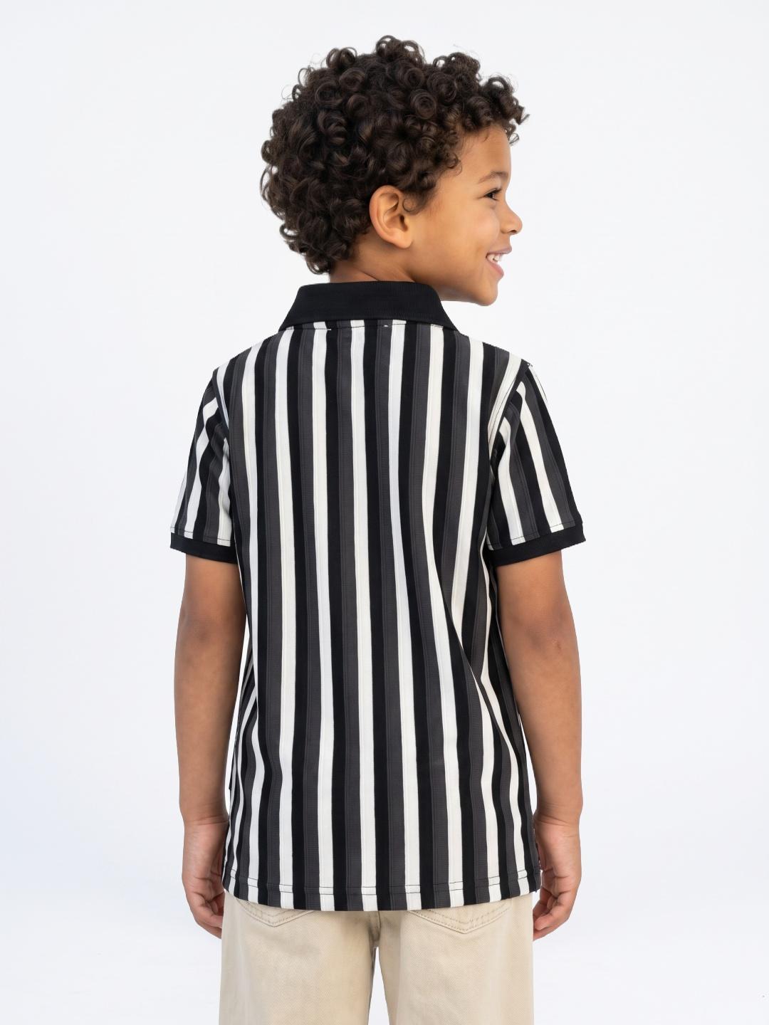 Blue Giraffe Boys Multi Striped Regular Fit Polo T-Shirt
