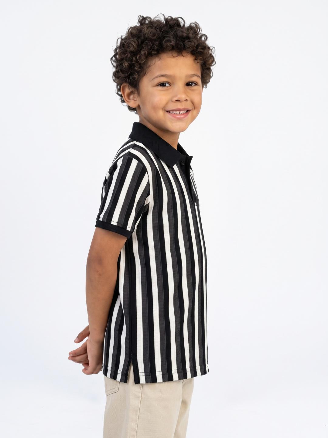 Blue Giraffe Boys Multi Striped Regular Fit Polo T-Shirt