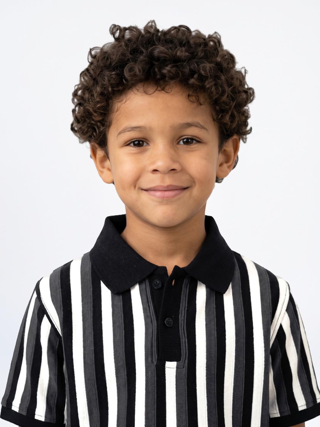 Blue Giraffe Boys Multi Striped Regular Fit Polo T-Shirt