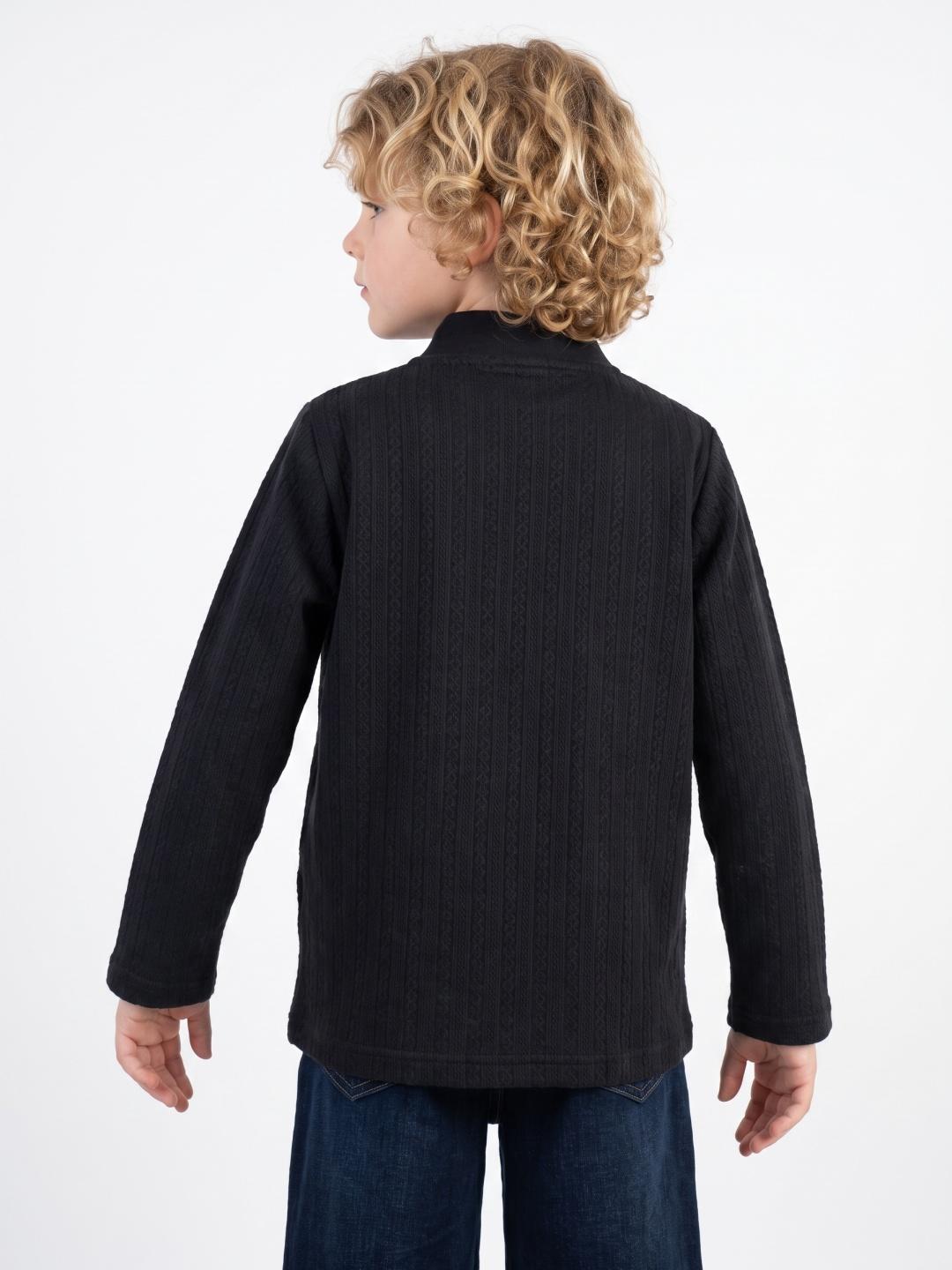 Blue Giraffe Boys Black Regular Fit Solid Polo Tshirt