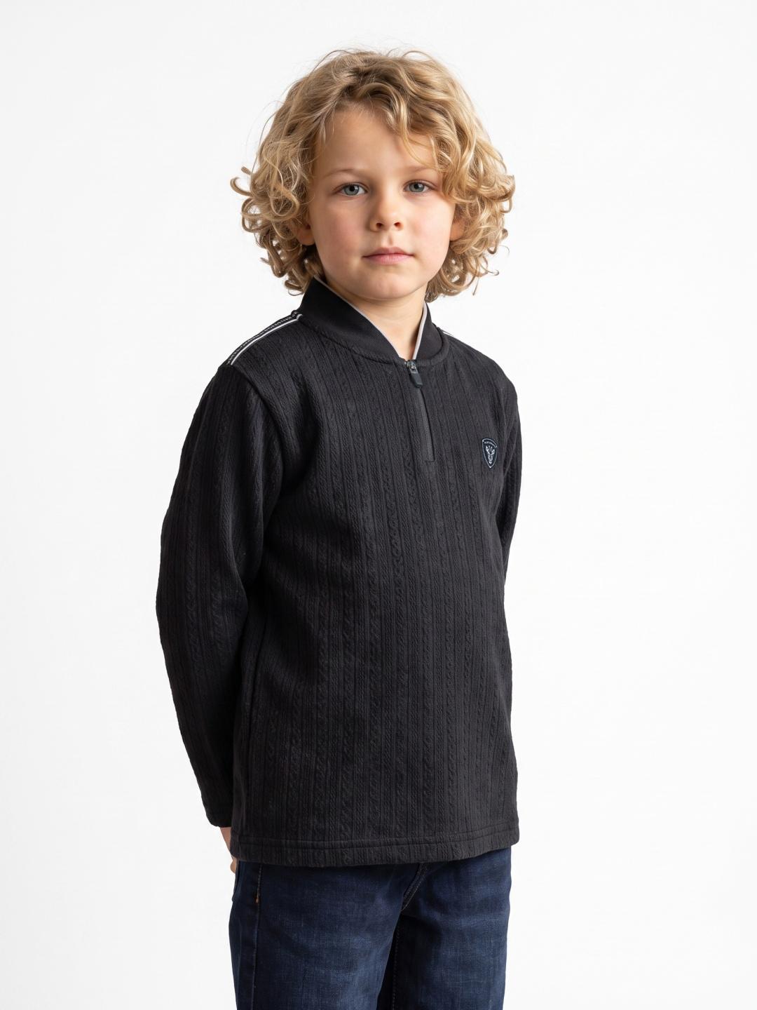 Blue Giraffe Boys Black Regular Fit Solid Polo Tshirt