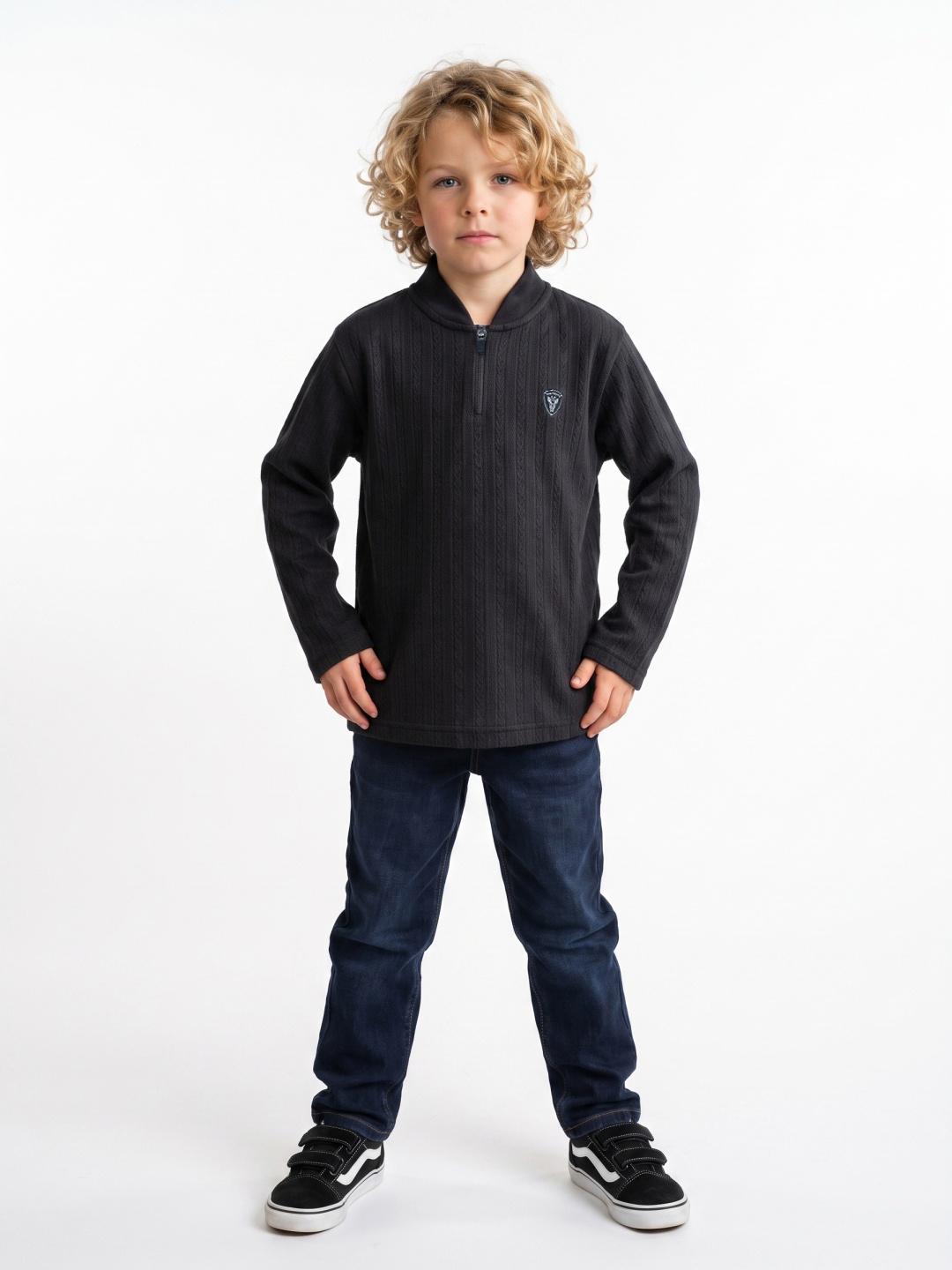 Blue Giraffe Boys Black Regular Fit Solid Polo Tshirt