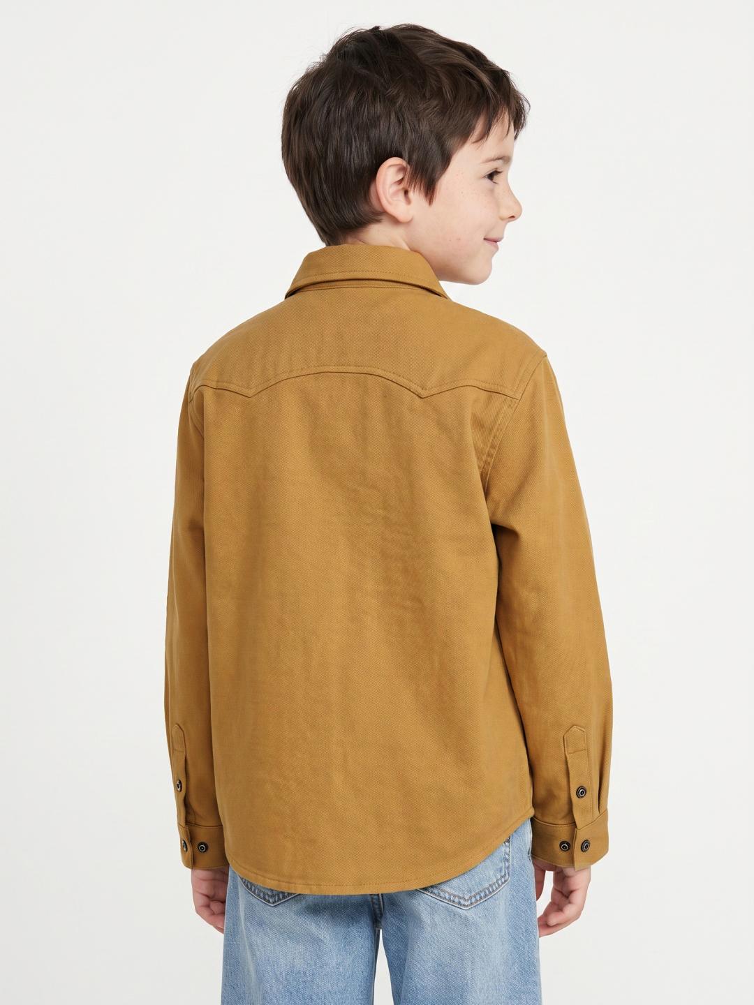 Blue Giraffe Boys Mustard Regular Fit Solid Shirt