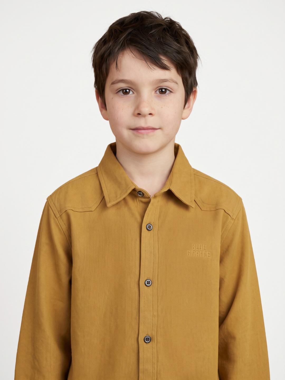 Blue Giraffe Boys Mustard Regular Fit Solid Shirt