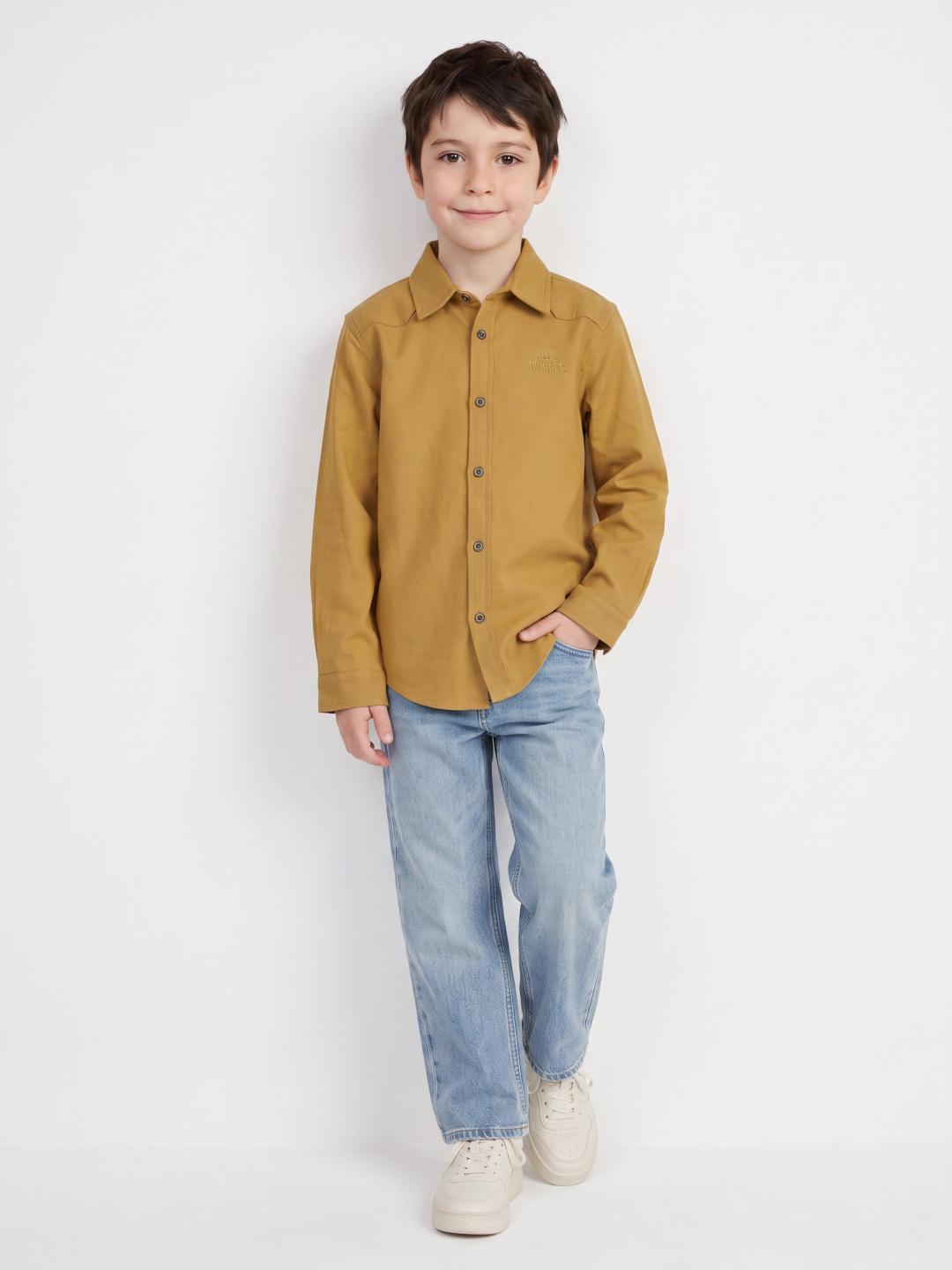 Blue Giraffe Boys Mustard Regular Fit Solid Shirt