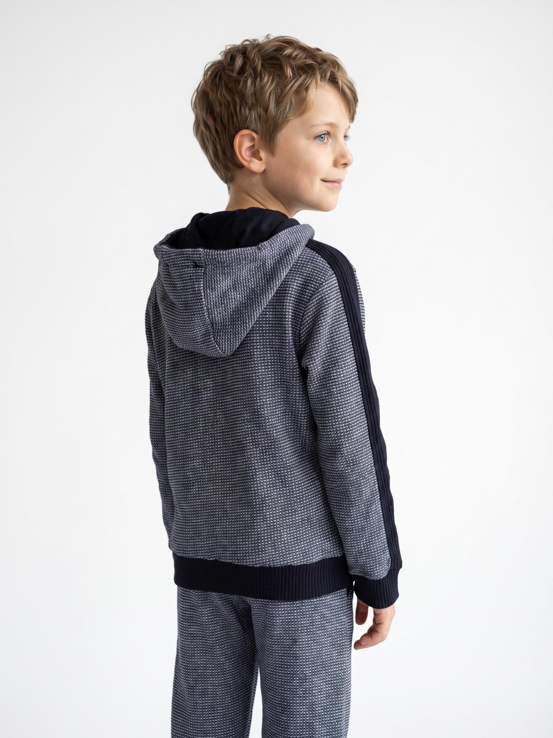 Blue Giraffe Boys Black Regular Fit Striped Sweatshirt