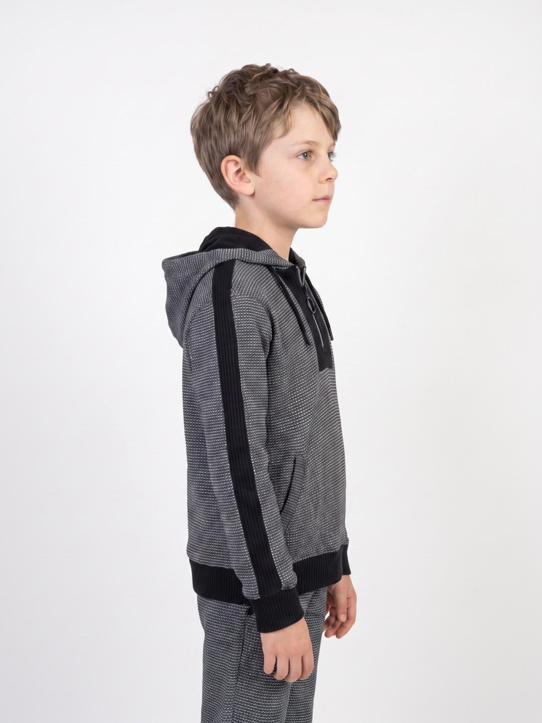 Blue Giraffe Boys Black Regular Fit Striped Sweatshirt