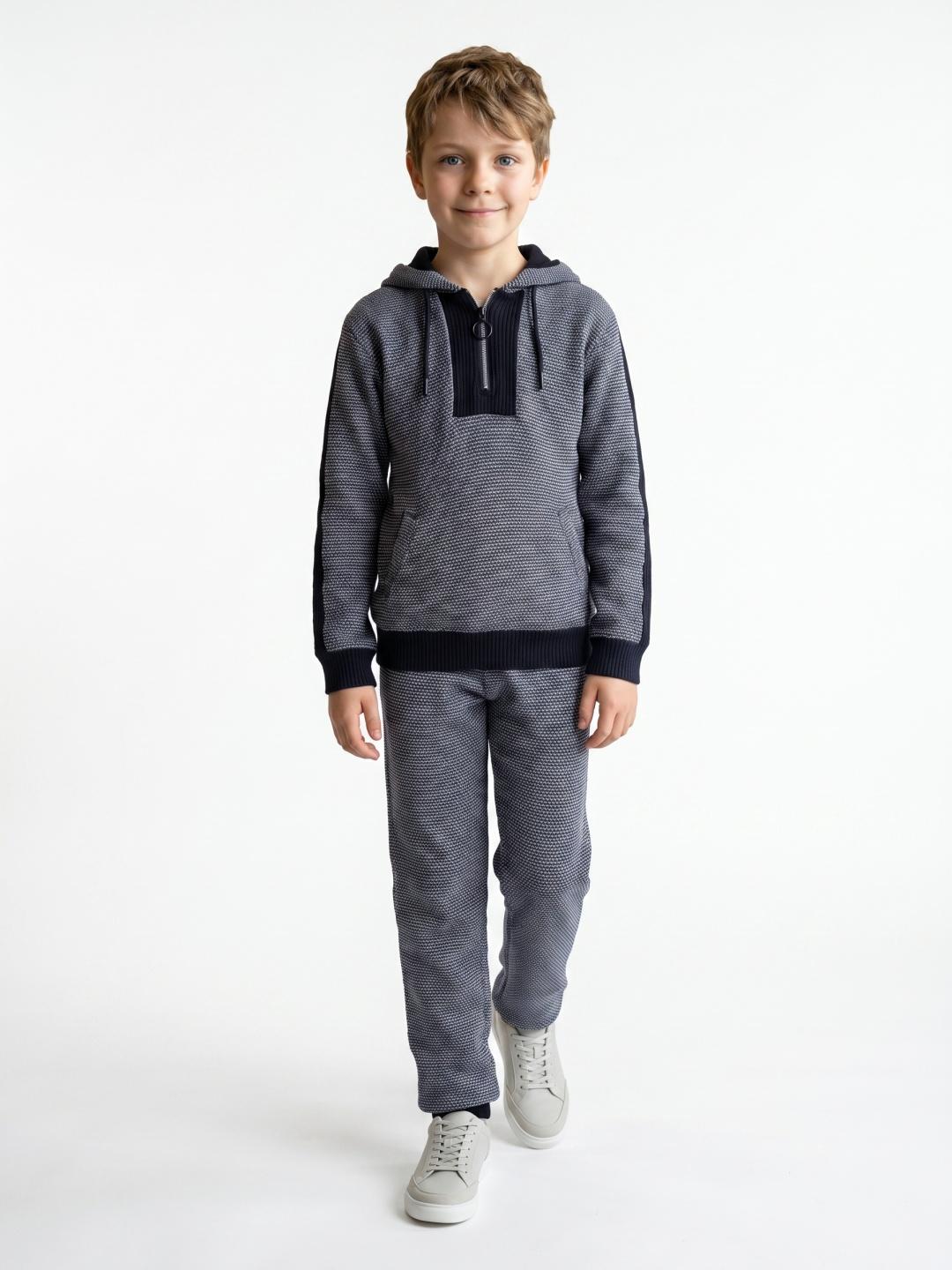Blue Giraffe Boys Black Regular Fit Striped Sweatshirt