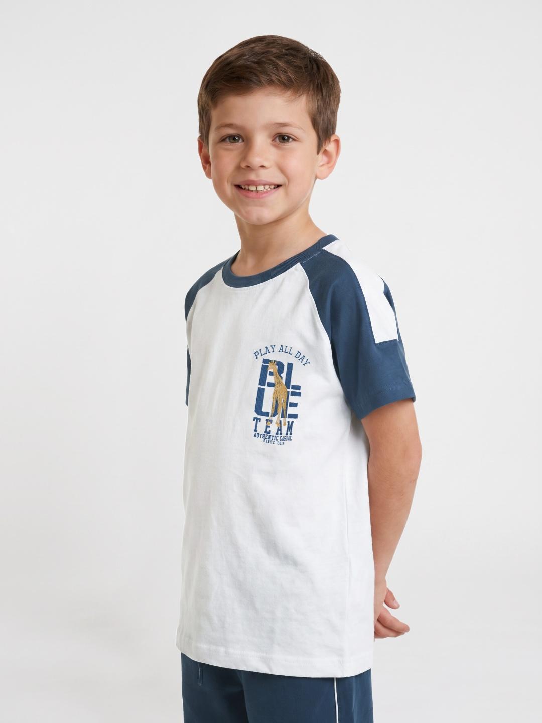 Blue Giraffe Boys White Regular Fit Graphic Cotton T-Shirt