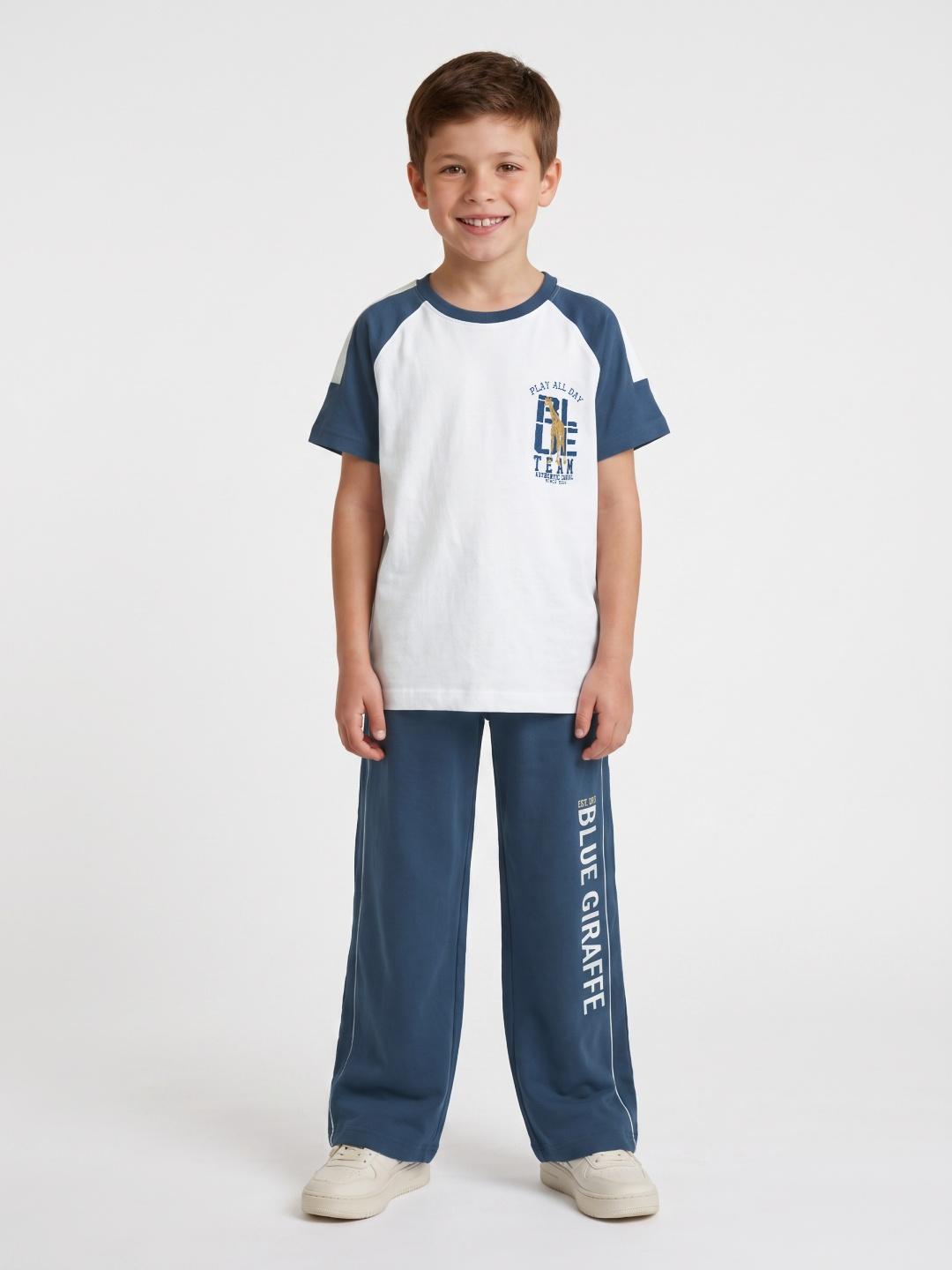 Blue Giraffe Boys White Regular Fit Graphic Cotton T-Shirt