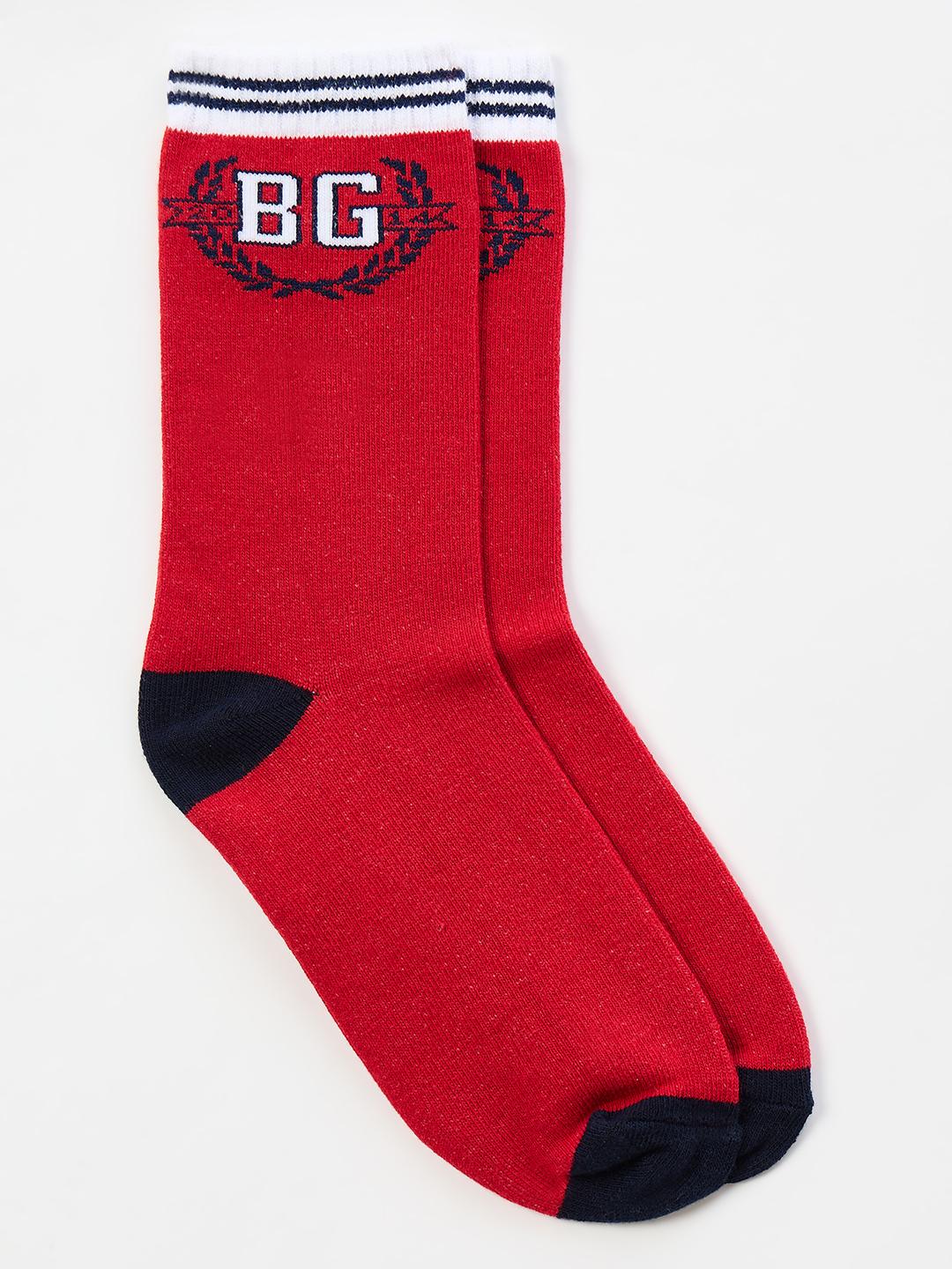 Blue Giraffe Boys Red Solid Socks