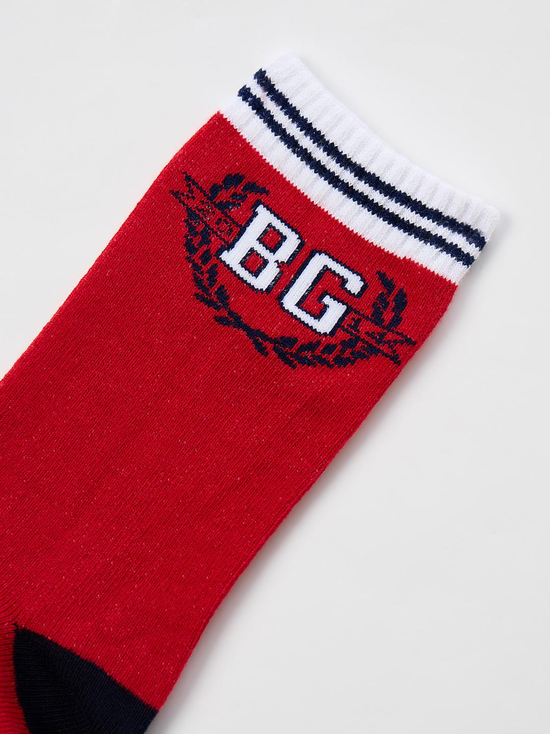 Blue Giraffe Boys Red Solid Socks
