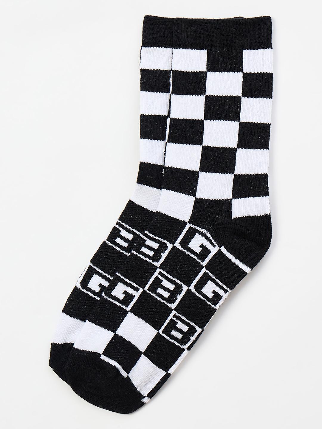 Blue Giraffe Boys Black Checked Socks