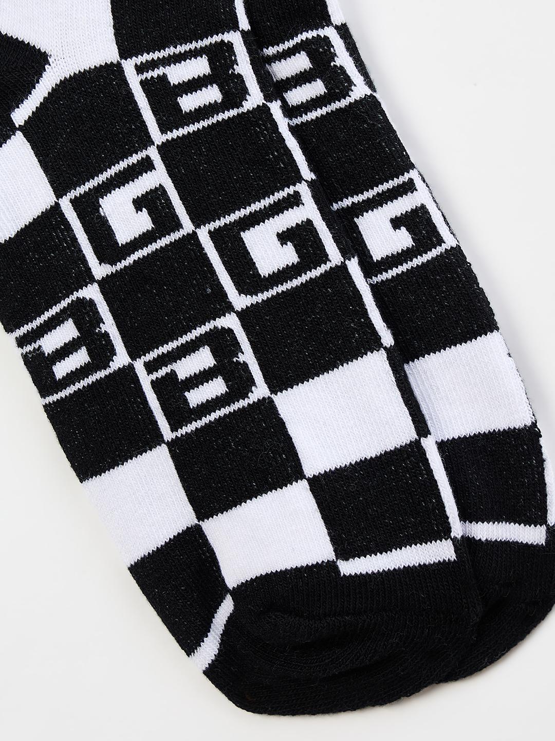 Blue Giraffe Boys Black Checked Socks