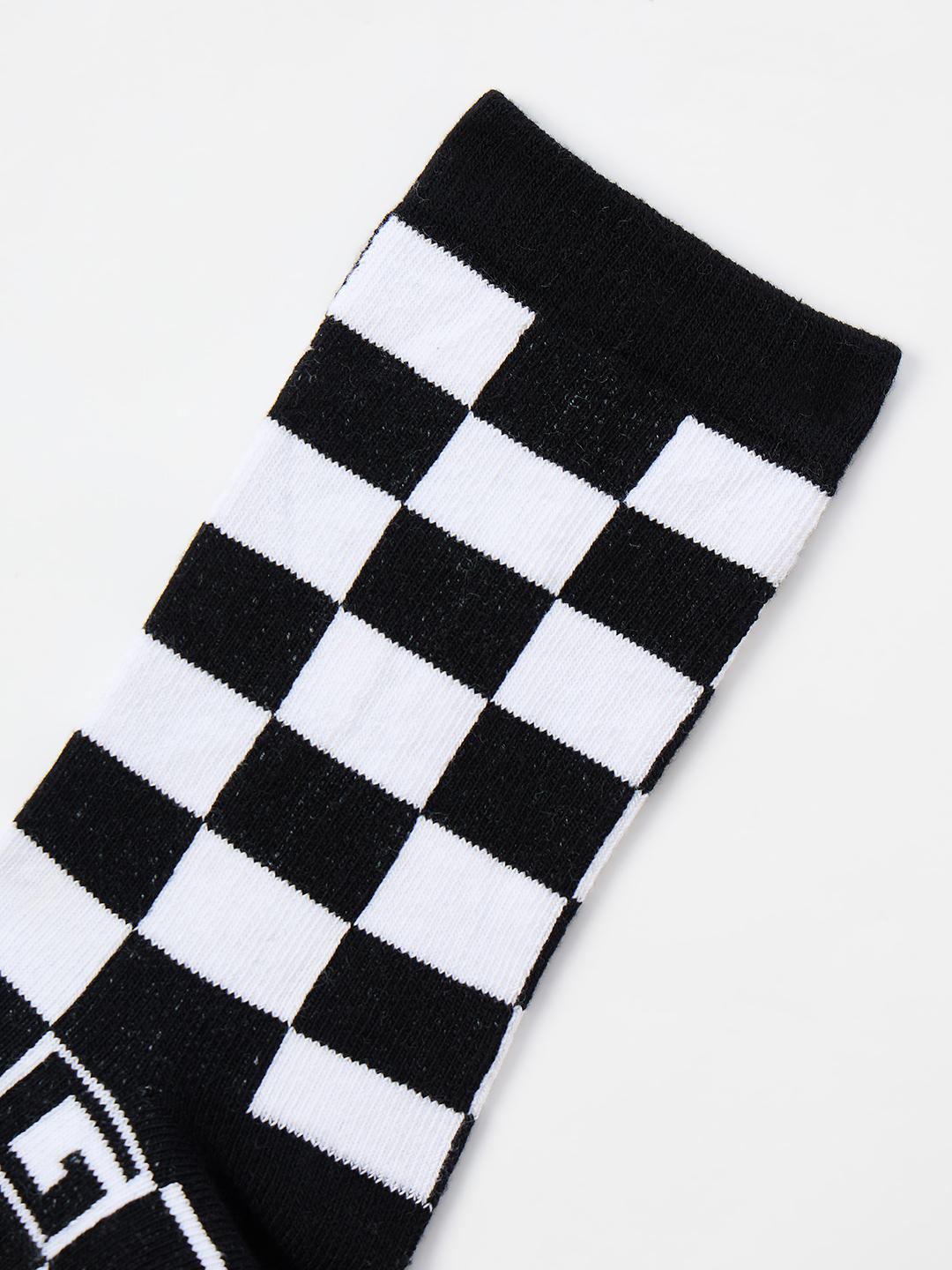 Blue Giraffe Boys Black Checked Socks