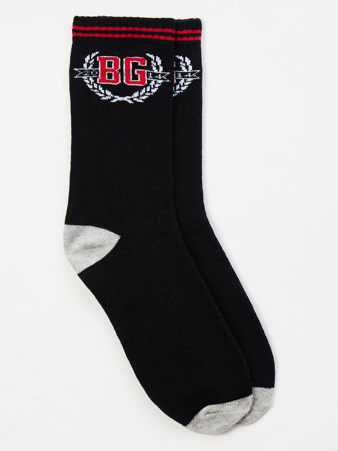 Blue Giraffe Boys Black Solid Socks