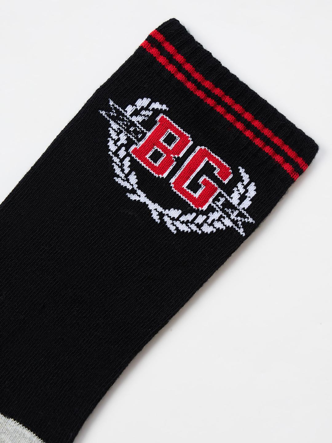 Blue Giraffe Boys Black Solid Socks