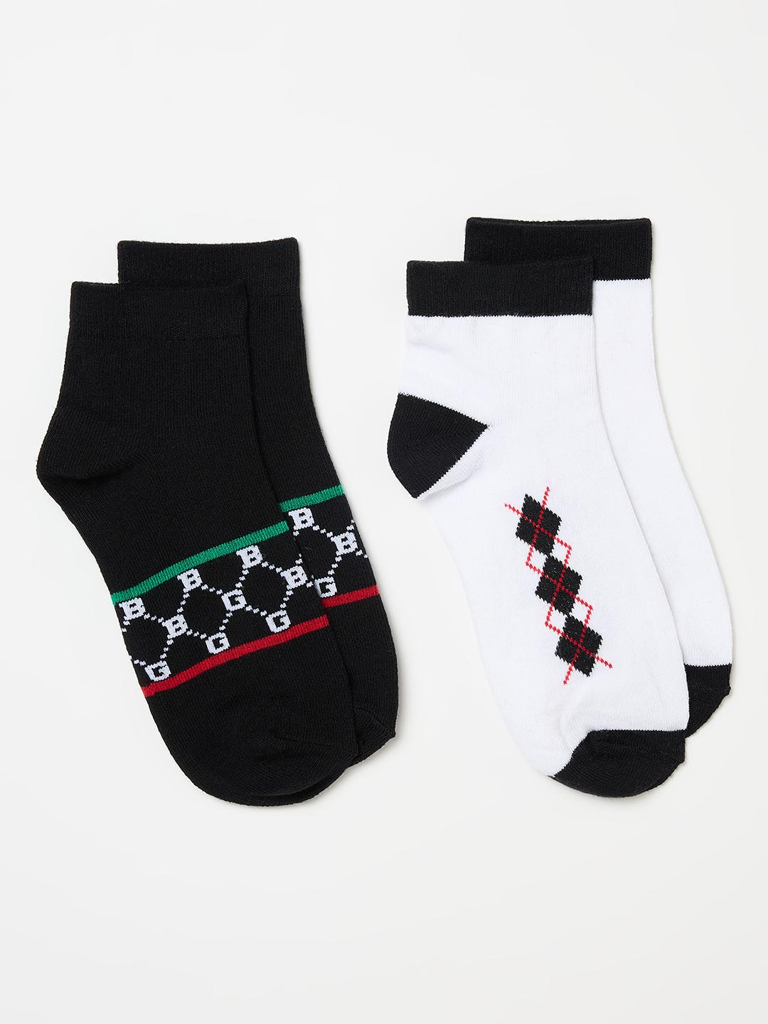 Blue Giraffe Boys Multicolour Geometric Socks - Pack of 2