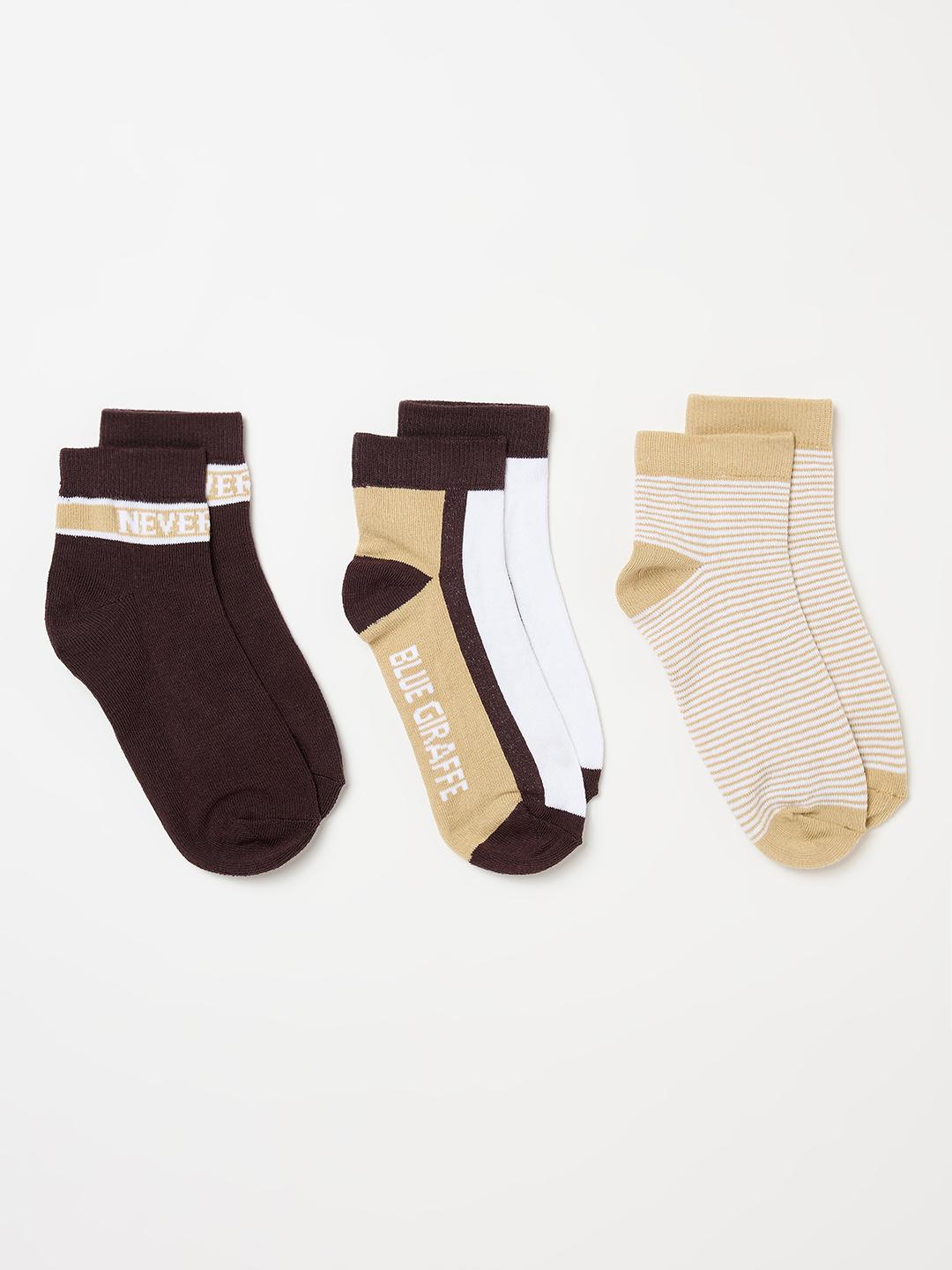 Blue Giraffe Boys Multicolour Striped Socks - Pack of 3